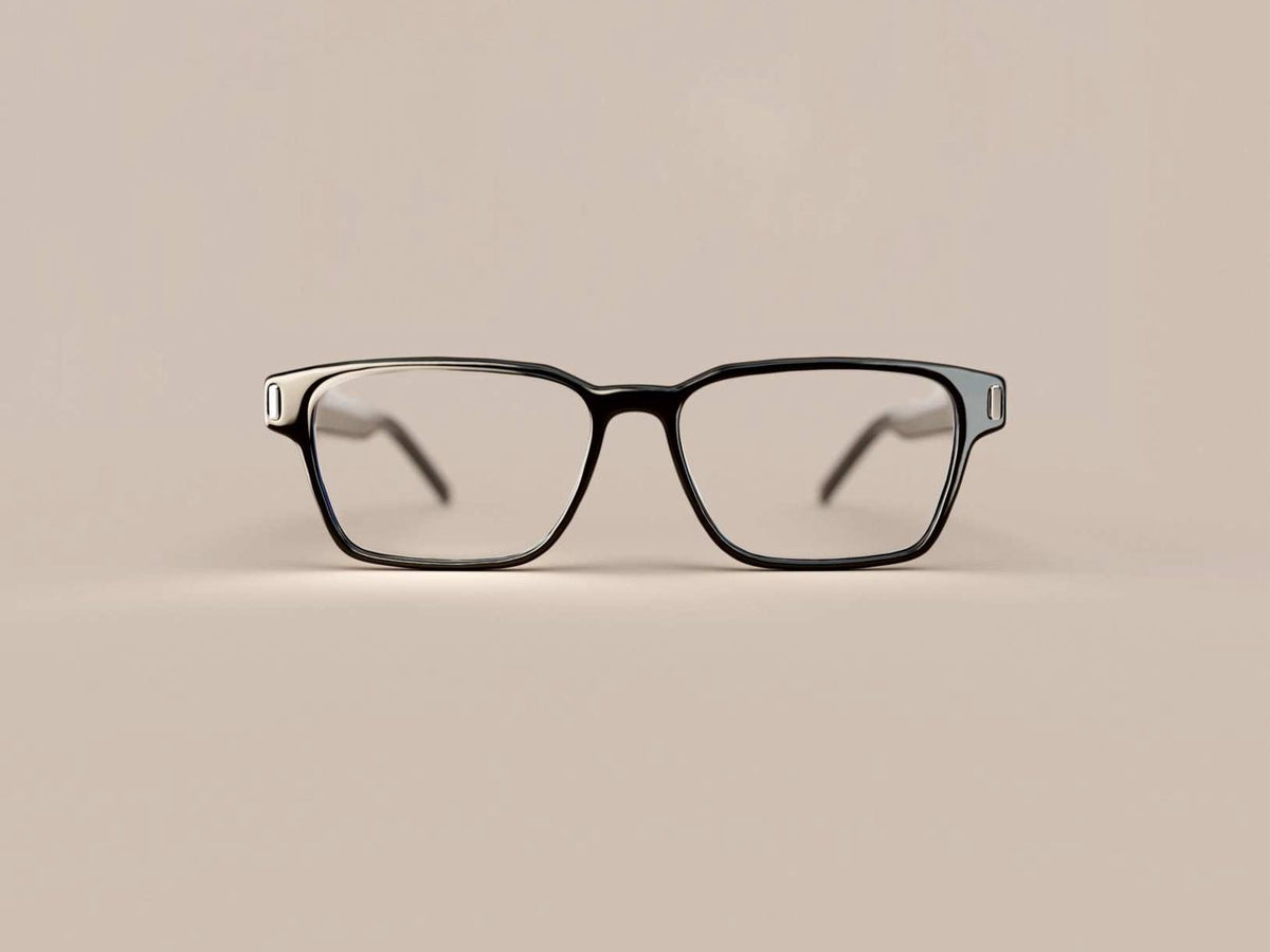 Legato hearing glasses in black, shown from the front