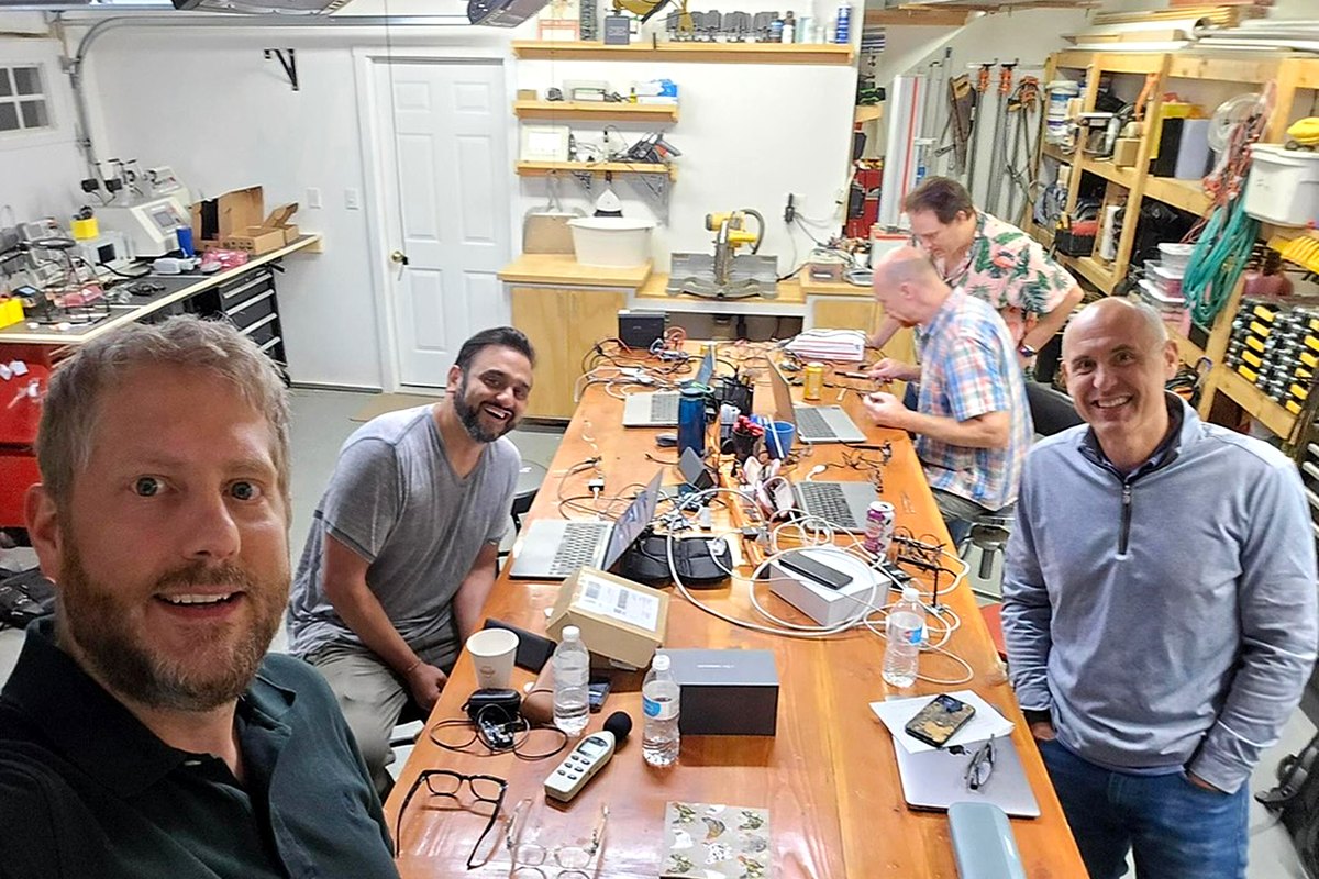The Legato team working in the garage
